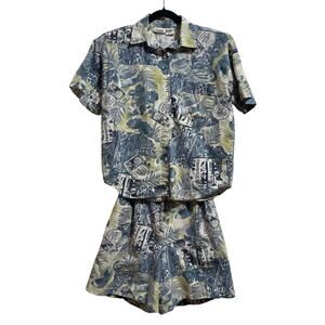 Capacity Turkish Cotton Vintage Hawaiian Shirt & Short Outfit Women's Small